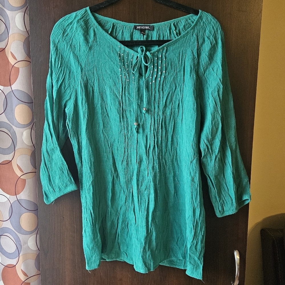 Notations Green Women's Tunic Top
